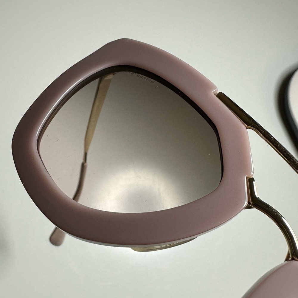 Prada Cinema Iconic Cat Eye Sunglasses 09Q Opal Pink Gold Aviator Gradient - Picture 12 of 14